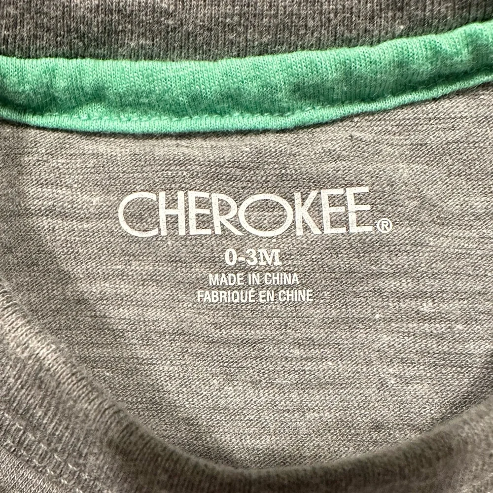 👶🏻 CHEROKEE Onesie size 0-3 months boy blue gray stripes baby onesie EUC